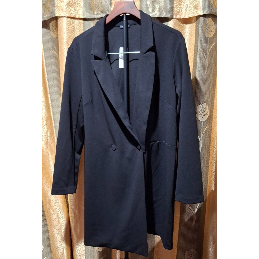 Express Blazer Romper XL Black Double Breasted Padded Shoulder Long Sleeve NWT